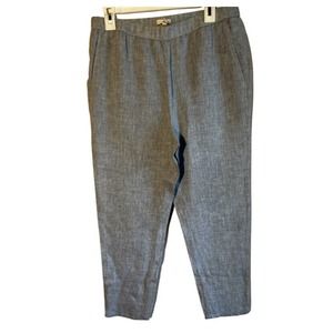 Eileen Fisher Organic Linen Pants P Small Pockets Straight Leg Gray Lagenlook